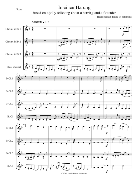 In Einen Harung The Herring Song For Clarinet Quartet Page 2