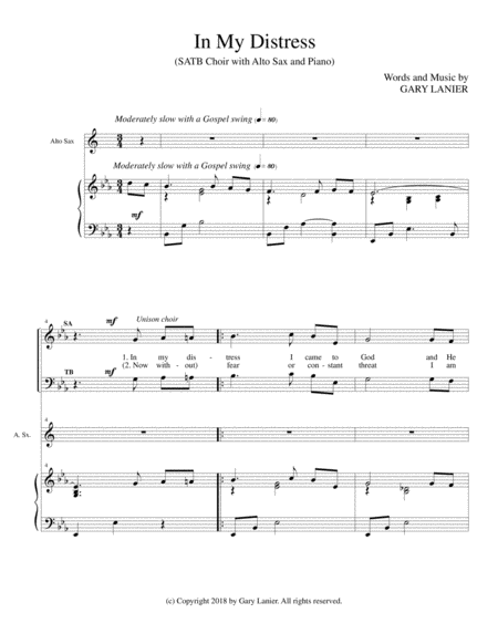 In My Distress Satb Choir With Alto Sax Piano Page 2