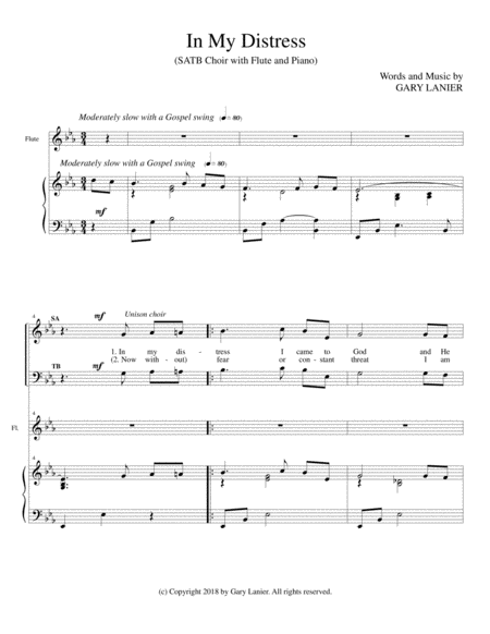 In My Distress Satb Choir With Flute Piano Page 2