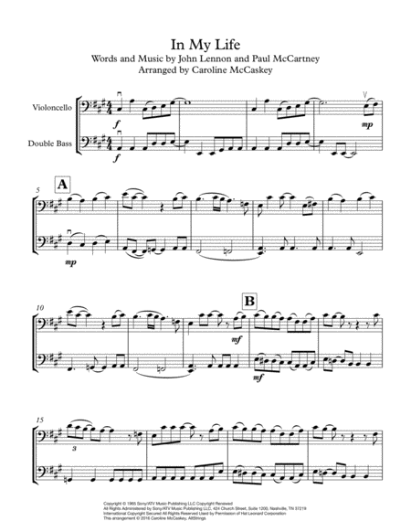 In My Life Cello And Double Bass Duet Page 2