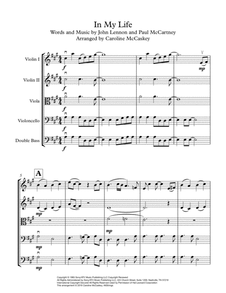 In My Life String Orchestra Page 2