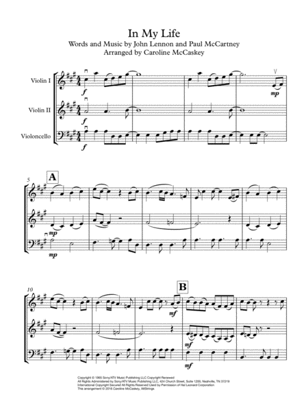 In My Life String Trio Two Violins And Cello Page 2