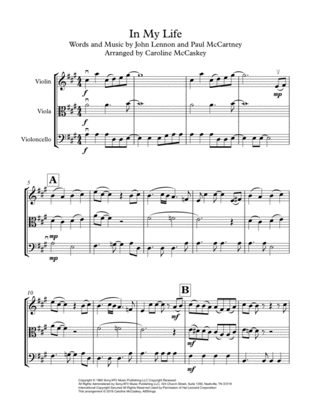In My Life String Trio Violin Viola And Cello Page 2