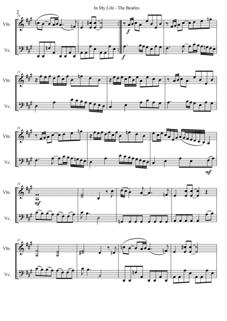 In My Life The Beatles Arranged For String Duet Page 2