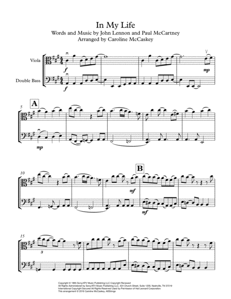 In My Life Viola And Double Bass Duet Page 2