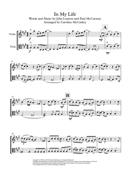 In My Life Violin And Viola Duet Page 2