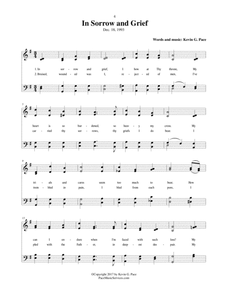 In Sorrow And Grief An Original Hymn For Satb Voices Page 2