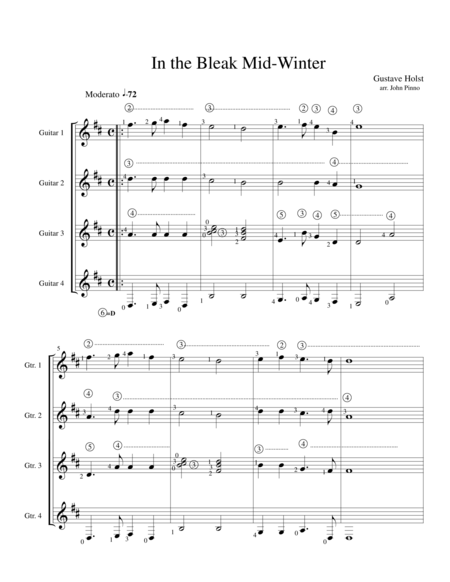 In The Bleak Mid Winter For Classical Guitar Quartet Page 2