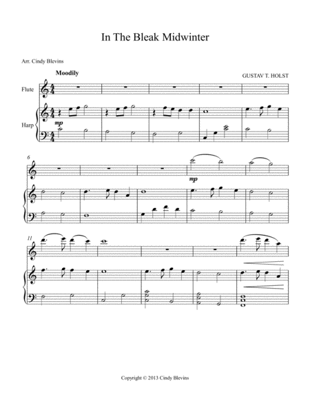 In The Bleak Midwinter Arranged For Harp And Flute Page 2