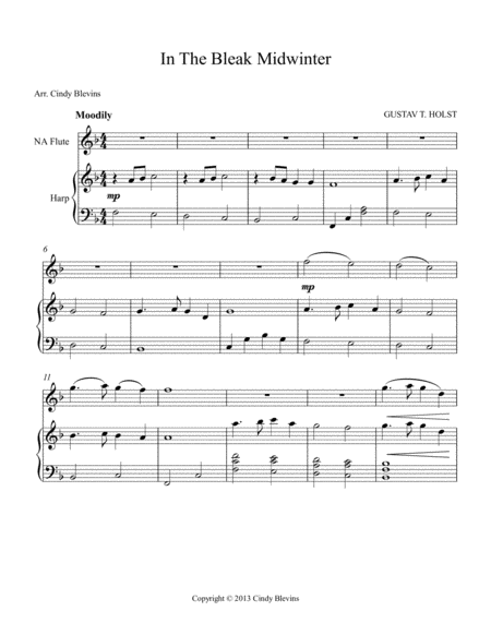 In The Bleak Midwinter Arranged For Harp And Native American Flute Page 2