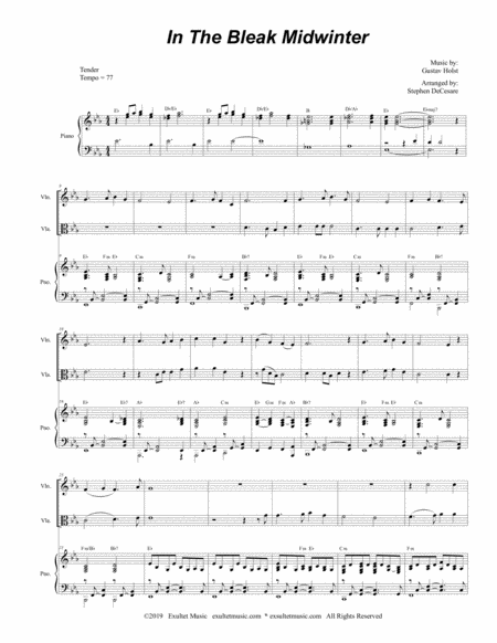 In The Bleak Midwinter Duet For Violin And Viola Page 2