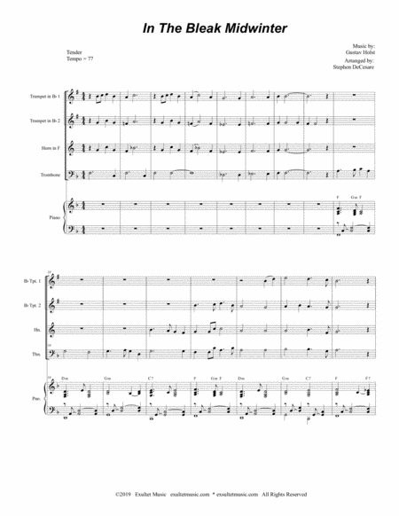 In The Bleak Midwinter For Brass Quartet And Piano Page 2