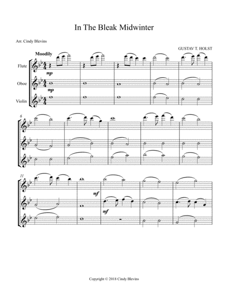 In The Bleak Midwinter For Flute Oboe And Violin Page 2