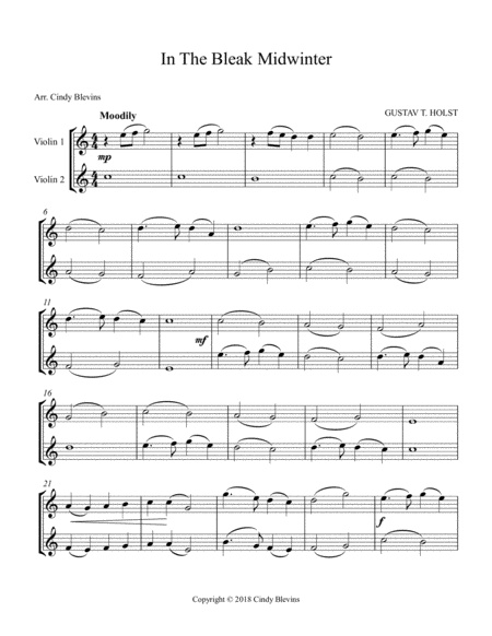 In The Bleak Midwinter For Violin Duet Page 2