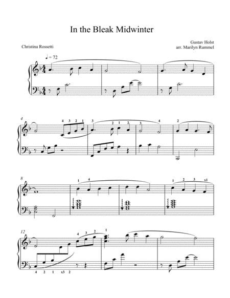 In The Bleak Midwinter Holst For Solo Harp Lever Or Pedal Page 2