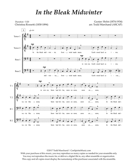 In The Bleak Midwinter Ttbb Choir Page 2