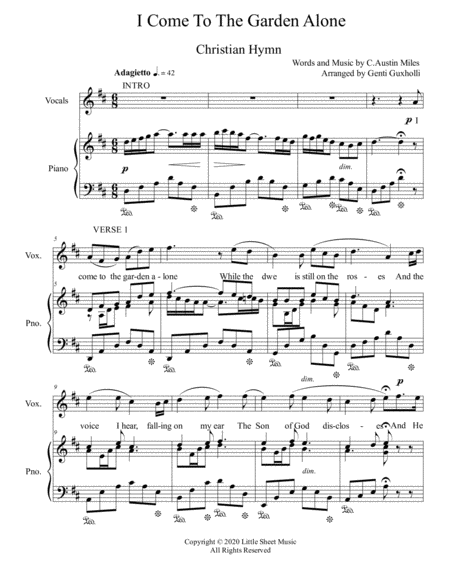 In The Garden I Come To The Garden Alone Sacred Piano Vocal Page 2