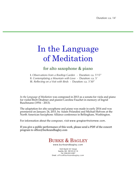 In The Language Of Meditation For Alto Saxophone Piano Page 2