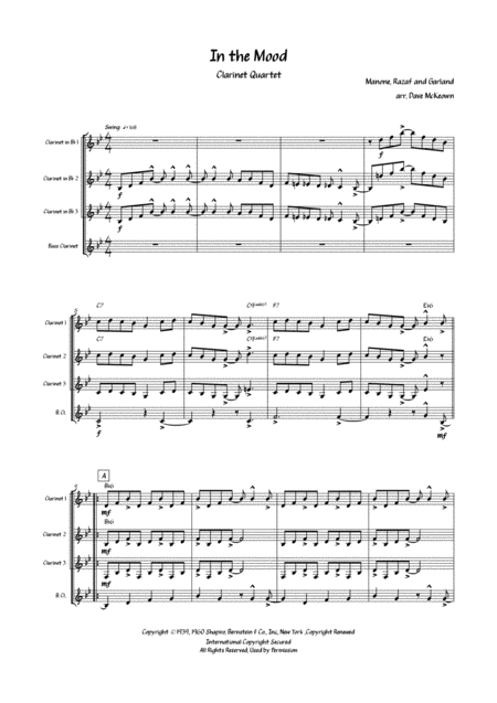 In The Mood For Clarinet Quartet Or Choir Page 2