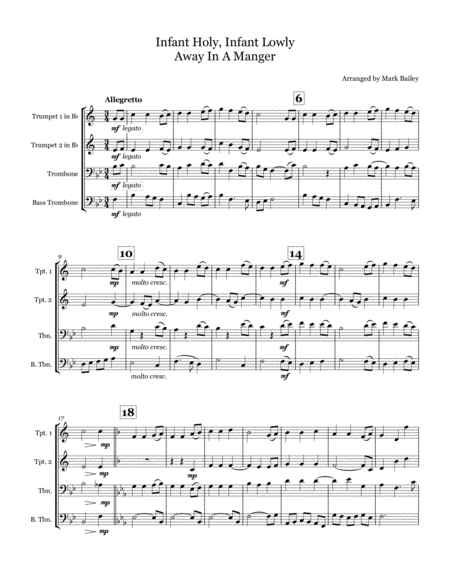 Infant Holy Infant Lowly Away In A Manger Brass Quartet Page 2