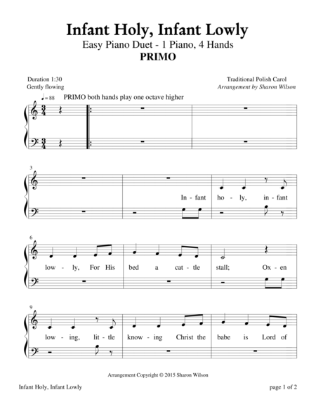 Infant Holy Infant Lowly Easy Piano Duet 1 Piano 4 Hands Page 2