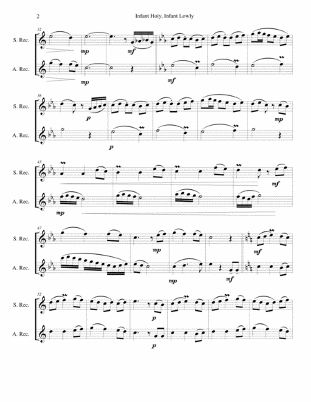 Infant Holy Infant Lowly W Lobie Le Y For Soprano And Alto Recorder Page 2
