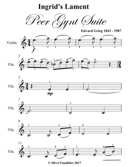 Ingrids Lament Peer Gynt Suite Easy Violin Sheet Music Page 2