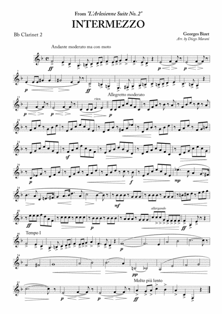 Intermezzo From L Arlesienne Suite No 2 For Clarinet Quartet Page 2