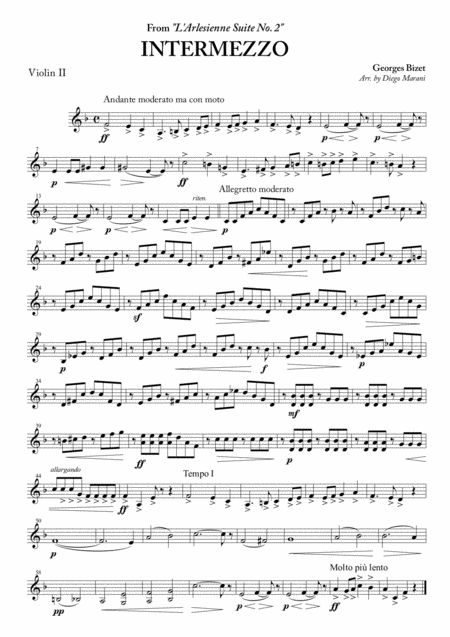 Intermezzo From L Arlesienne Suite No 2 For String Quartet Page 2