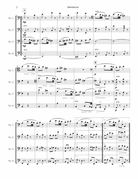 Intermezzo From String Quartet No 2 For Intermediate Cello Quartet Four Cellos Op 13 Page 2