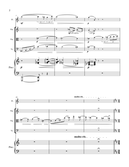 Intermezzo From The Opera Manon Lescaut For Flute Violin Viola Cello And Piano Page 2