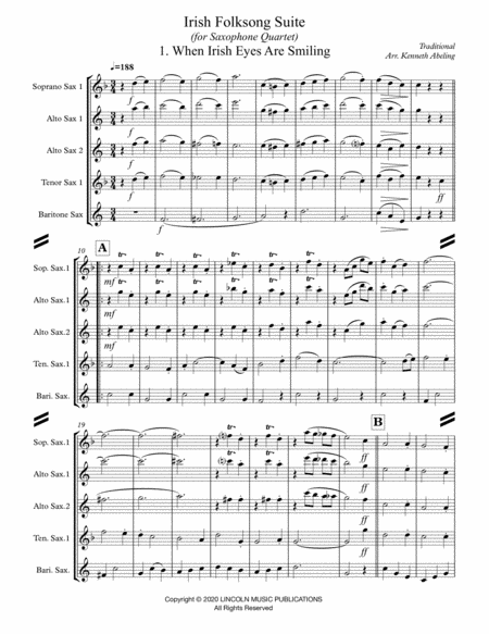 Irish Folksong Suite For Saxophone Quartet Satb Or Aatb Page 2