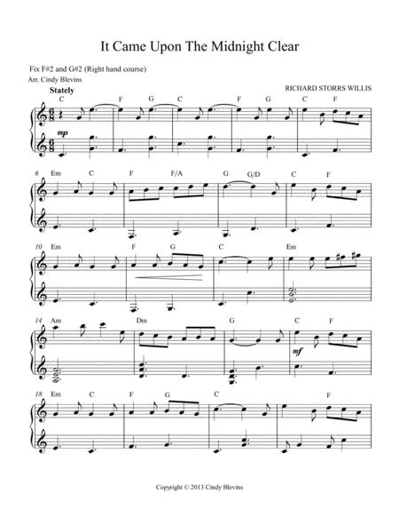 It Came Upon The Midnight Clear Arranged For Double Strung Harp Page 2