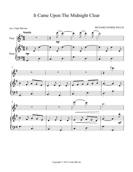 It Came Upon The Midnight Clear Arranged For Harp And Flute Page 2