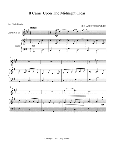 It Came Upon The Midnight Clear Arranged For Piano And Bb Clarinet Page 2