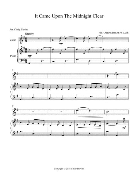 It Came Upon The Midnight Clear Arranged For Piano And Violin Page 2