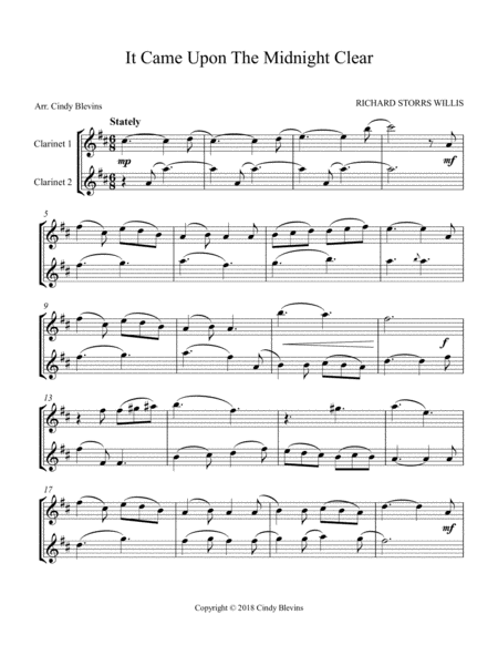 It Came Upon The Midnight Clear For Clarinet Duet Page 2