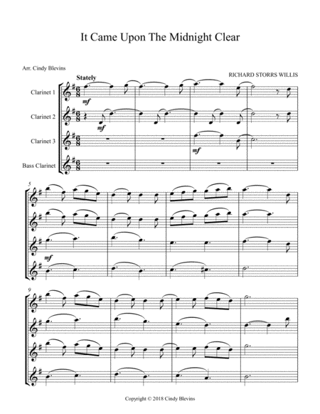 It Came Upon The Midnight Clear For Clarinet Quartet With Bass Clarinet Page 2