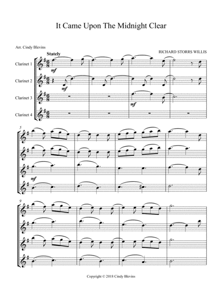 It Came Upon The Midnight Clear For Clarinet Quartet Page 2