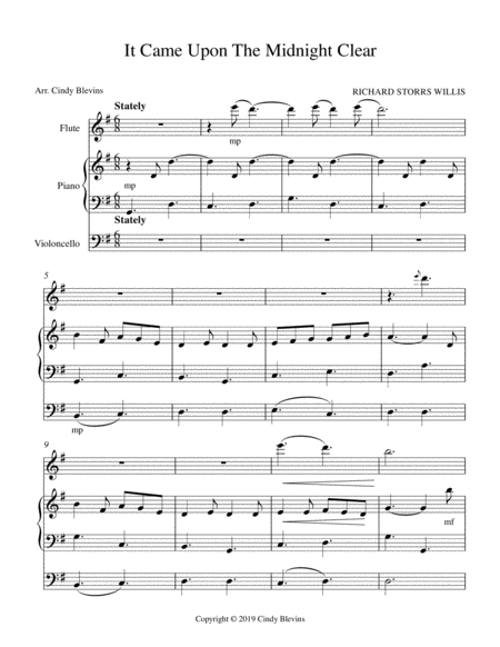It Came Upon The Midnight Clear For Piano Flute And Cello Page 2
