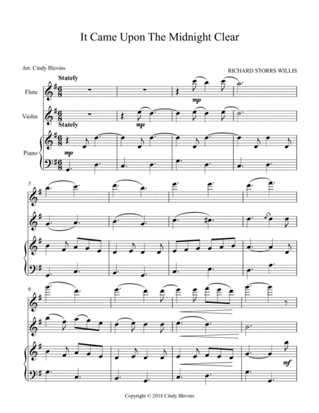 It Came Upon The Midnight Clear For Piano Flute And Violin Page 2