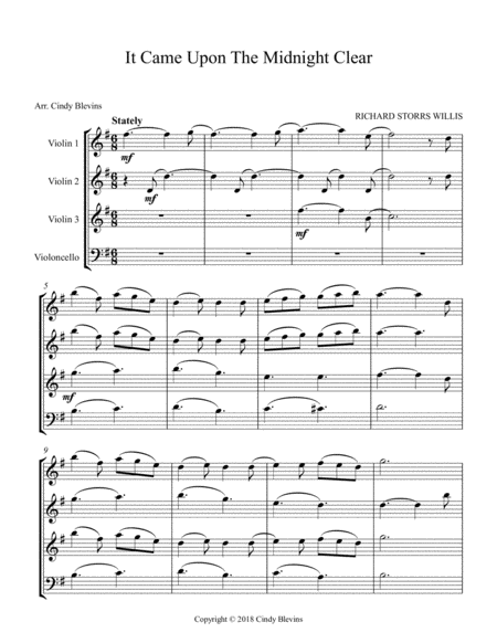 It Came Upon The Midnight Clear For Three Violins And Cello Page 2