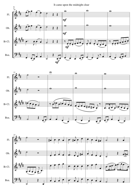 It Came Upon The Midnight Clear For Wind Quartet Page 2