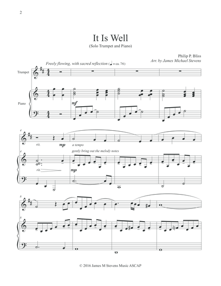 It Is Well Solo Trumpet Piano Page 2