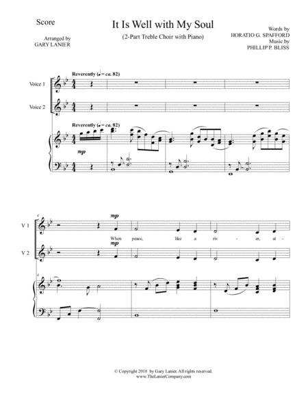 It Is Well With My Soul 2 Part Choir Treble Voices With Piano Page 2