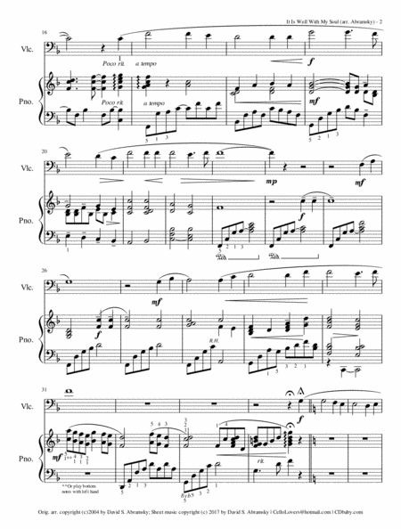 It Is Well With My Soul Arr For Cello And Piano Page 2