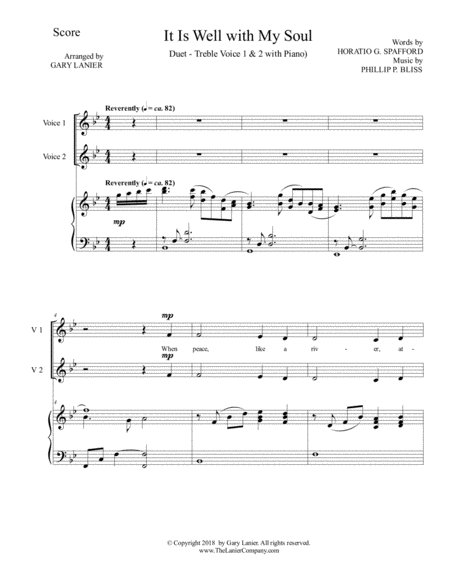 It Is Well With My Soul Duet Treble Voice 1 2 With Piano Page 2