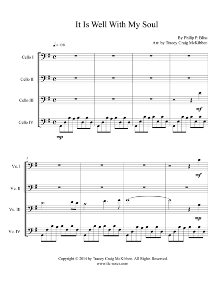 It Is Well With My Soul For Cello Quartet Page 2