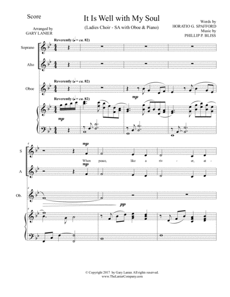 It Is Well With My Soul Ladies Choir Sa With Oboe Piano Page 2