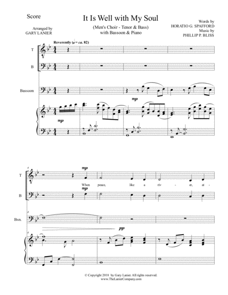 It Is Well With My Soul Mens Choir Tenor Bass With Bassoon Piano Page 2